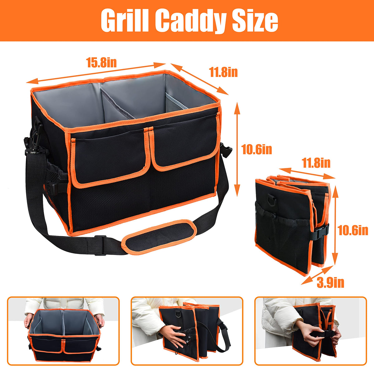 Removable hard base plate provides sturdy support for heavy items.