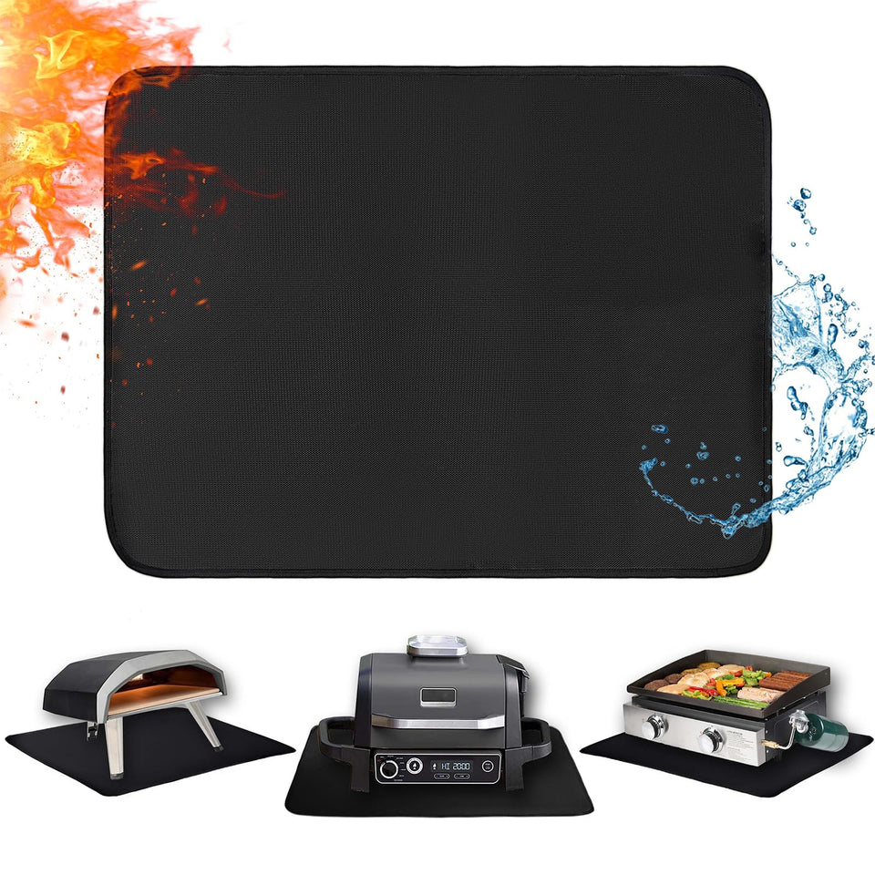 Amerbro grill mat showing fireproof, heat-resistant surface for outdoor cooking.