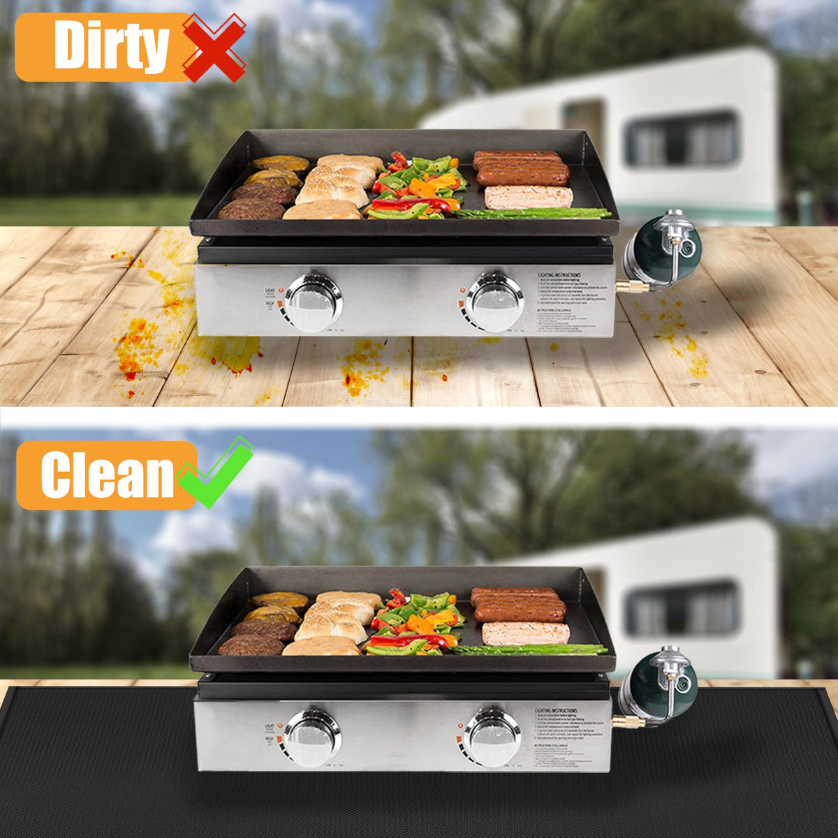 Amerbro oilproof surface cleans quickly after grease splashes.