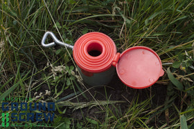 American Ground Screw Model 1 Cap pilot-hole setup assists drilling in hard soil.