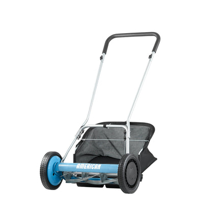 American Lawn Mower Company 20-Inch reel mower with grass catcher captures clippings for tidy lawns.