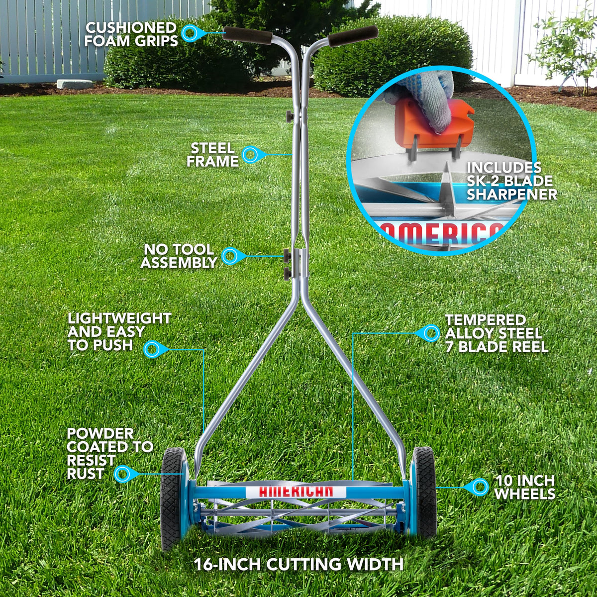 American Lawn Mower Company 2607-16-inch reel mower SK-2 sharpener included