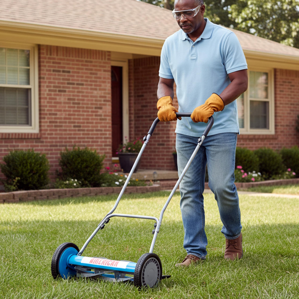 Smooth wheels and ergonomic handle on American Lawn Mower Company 2815-18