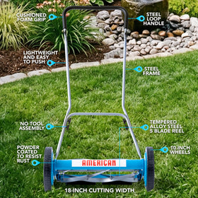 American Lawn Mower Company 2815-18 side view showing compact, maneuverable design