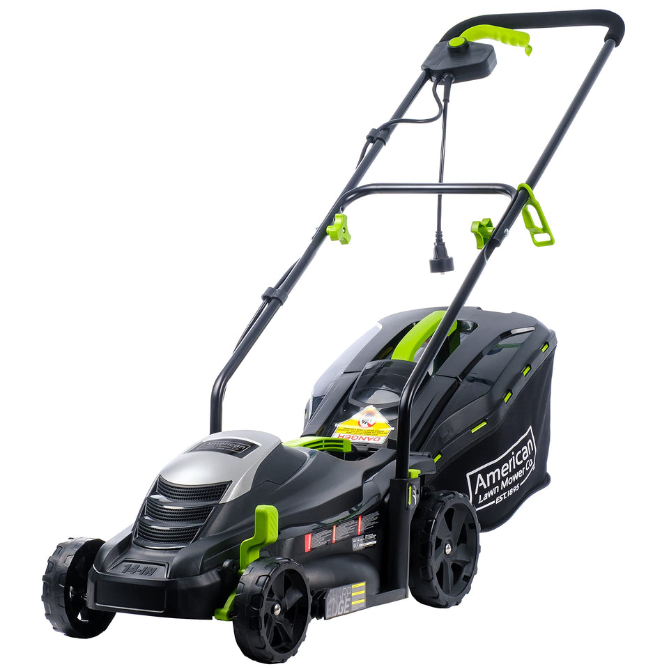American Lawn Mower Company 50514 shows the 14-inch cut width for quick small-yard trims.