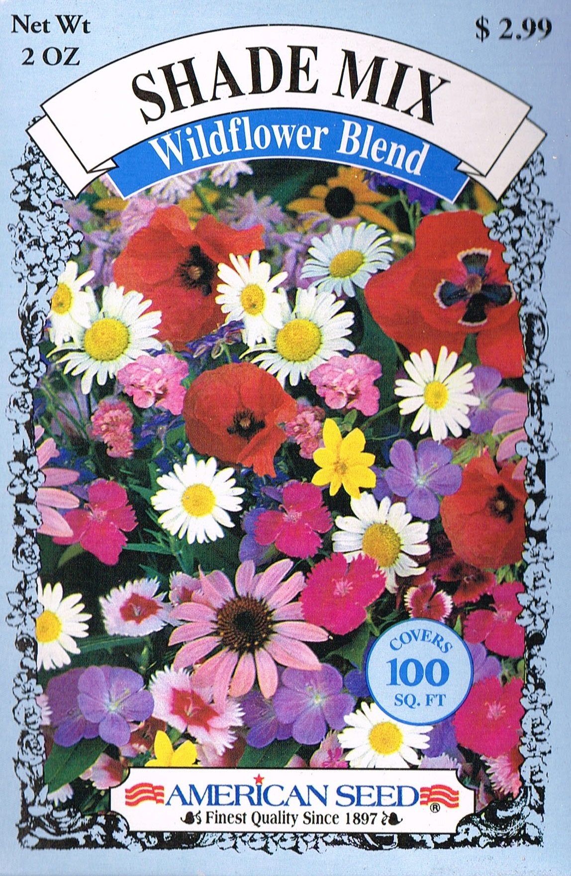 American Seed Shade Mix wildflower blend for shady areas; vibrant blooms for balconies and shaded yards