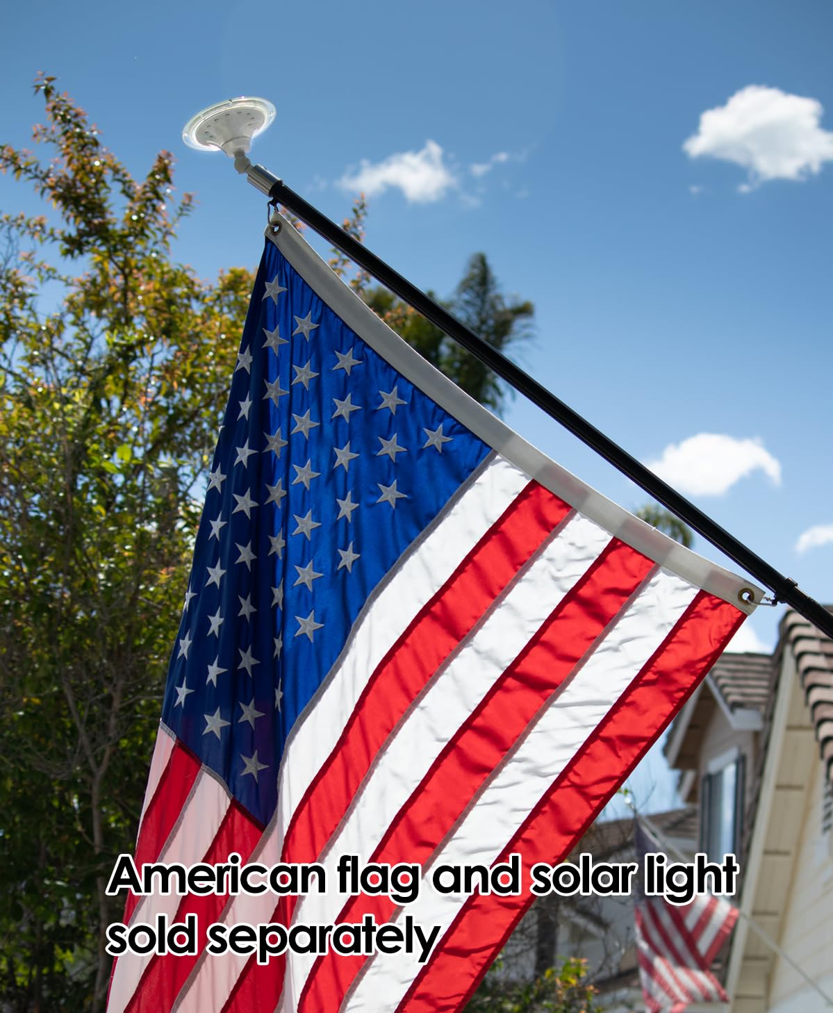 Black 5ft outdoor flag pole for durable exterior displays.