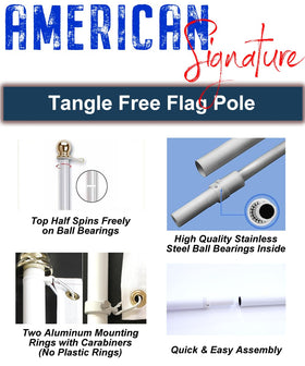 American Signature rust-free bracket for adjustable two-position flag display