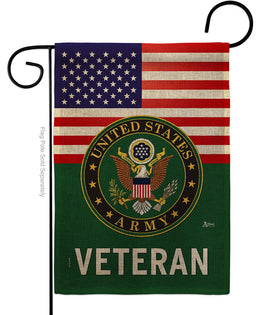 Americana Home & Garden US Army veteran garden flag for outdoor display.