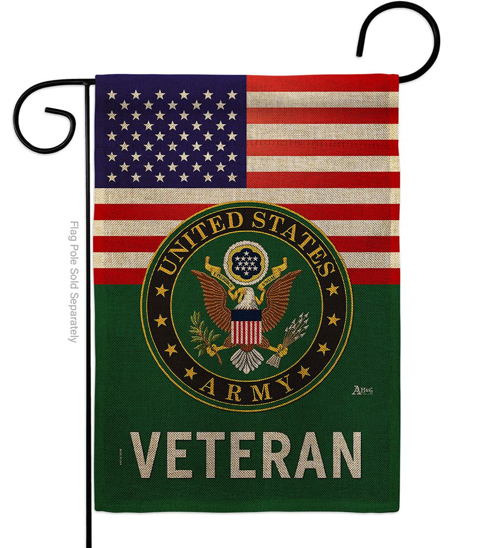 Americana Home & Garden US Army veteran garden flag for outdoor display.