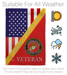 Americana Home & Garden flag measures 13x18.5 inches for porch or garden display.
