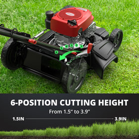 AMERISUN 21-inch mower height adjustment allows precise cutting heights for varied lawns