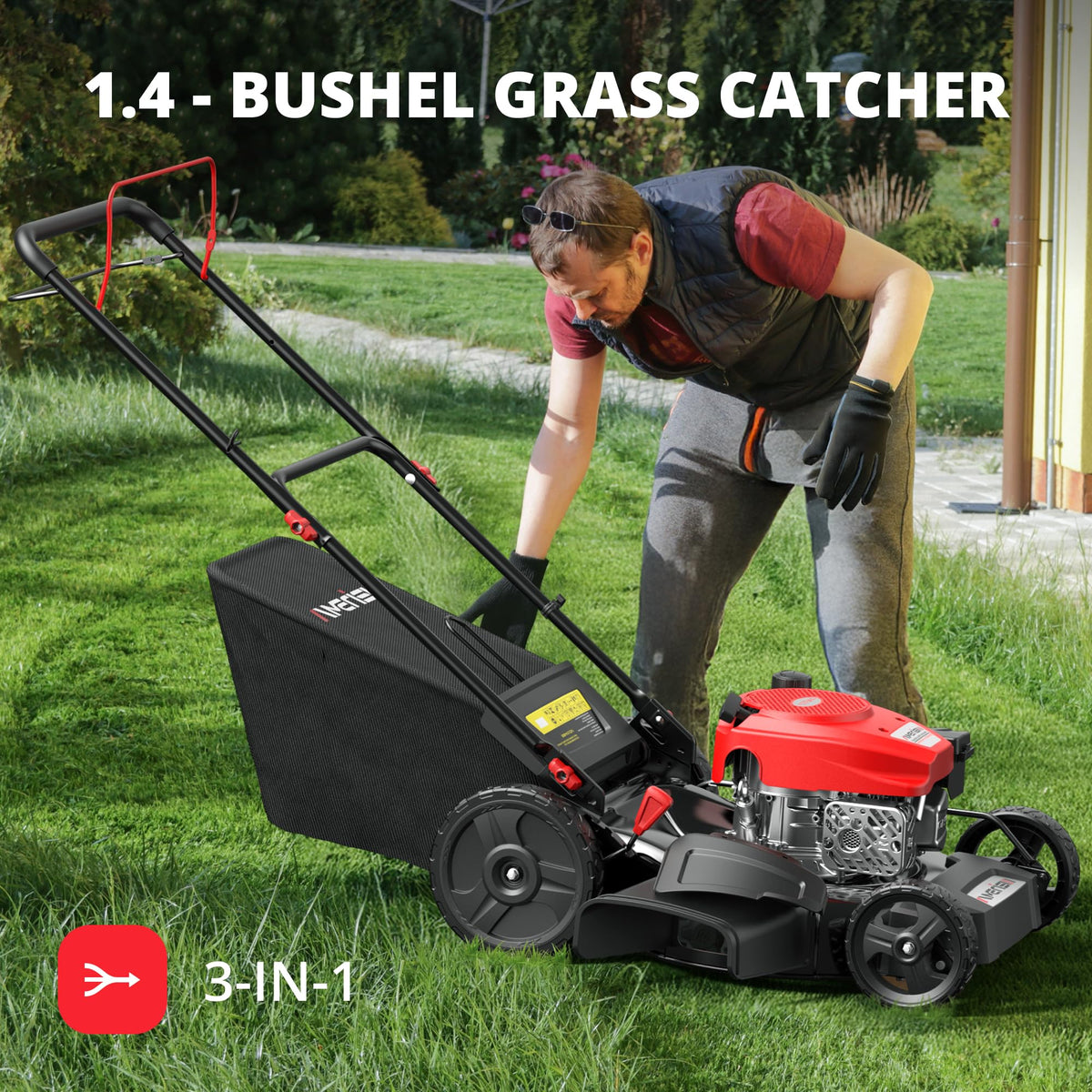 AMERISUN six-cutting-heights adapting to lawn type and season needs