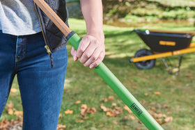 AMES 6-inch comfort grip provides easy control during raking.