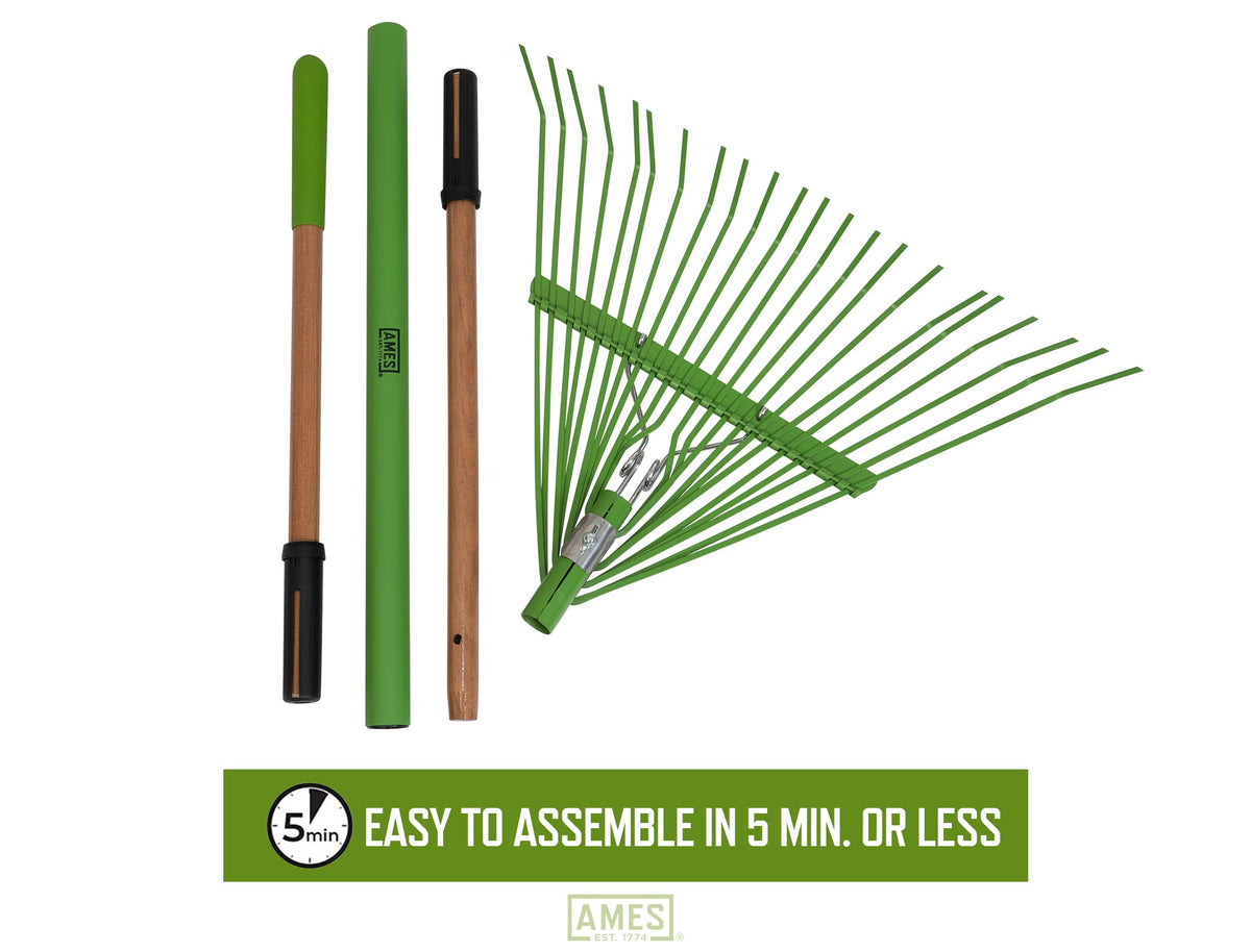AMES flexible coil spring enables smooth raking action.