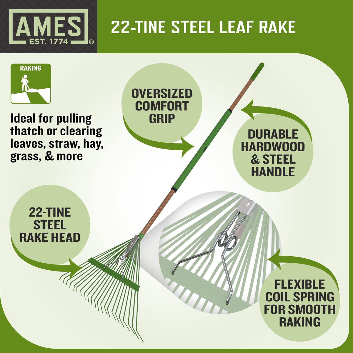 AMES leaf clearing in action with this rake gathering debris.