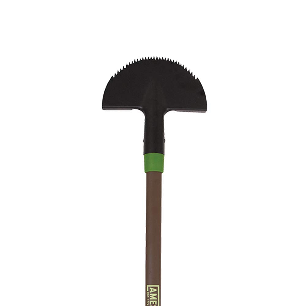 AMES border edger with T-Grip handles enables stable, comfortable edging along curves.