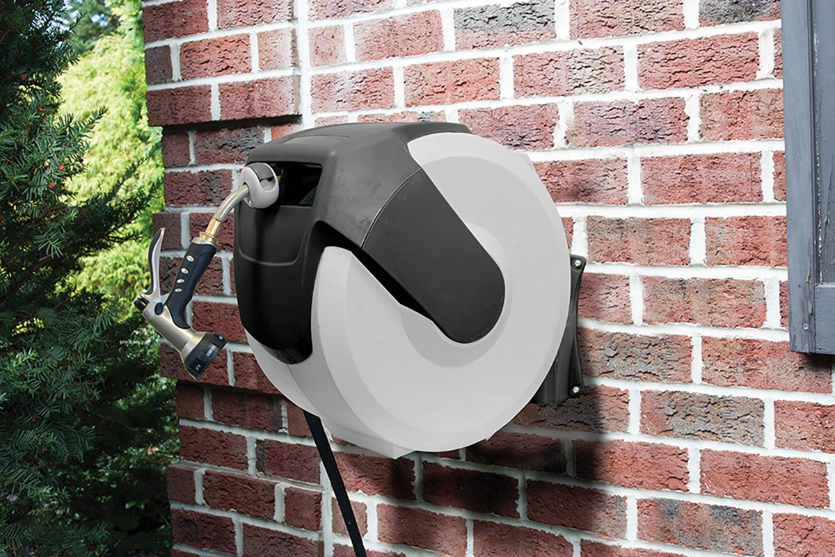 AMES NeverLeak AutoWinder stored flat against the wall saves space
