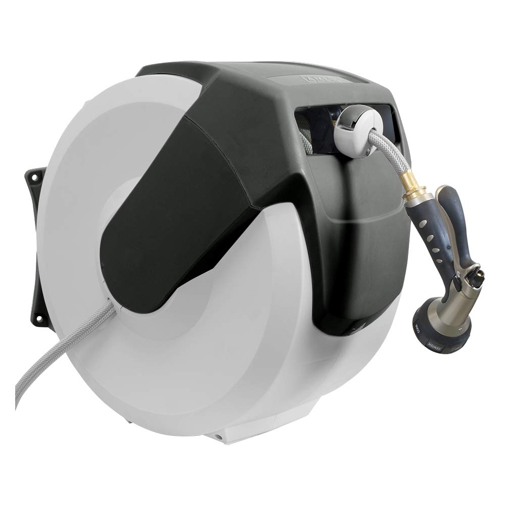 AMES NeverLeak AutoWinder reel extended with hose for quick reach