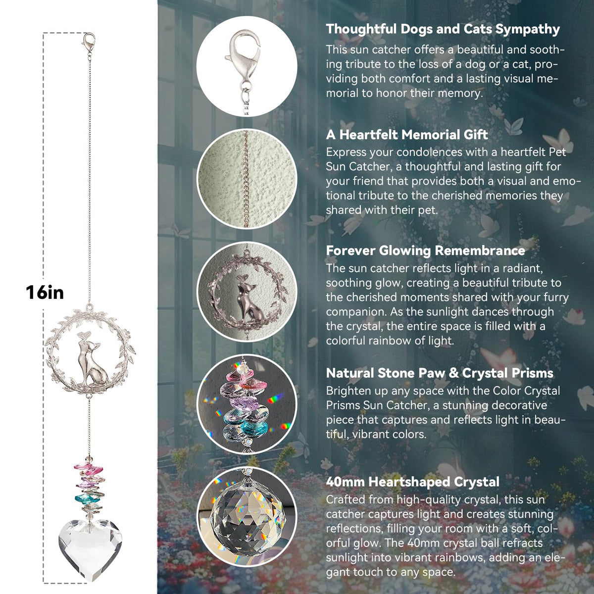AMETHUARTZ memory keepsake for pet lovers to honor a loyal cat.