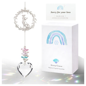 AMETHUARTZ cat memorial sun catcher paw print pendant, captures sun rays beautifully.