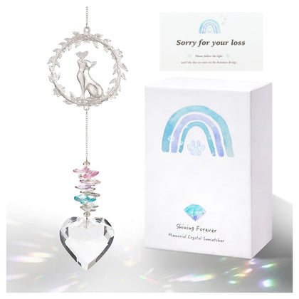 AMETHUARTZ cat memorial sun catcher paw print pendant, captures sun rays beautifully.