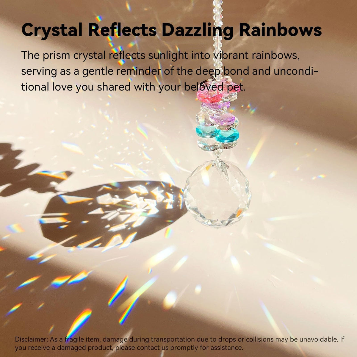 AMETHUARTZ suncatcher diamond-cut accents refract sunbeams into colorful rainbows.