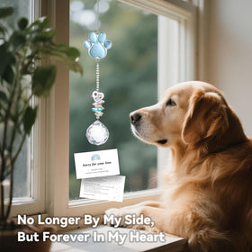 AMETHUARTZ memory-keeping suncatcher features paw charm for lasting remembrance.
