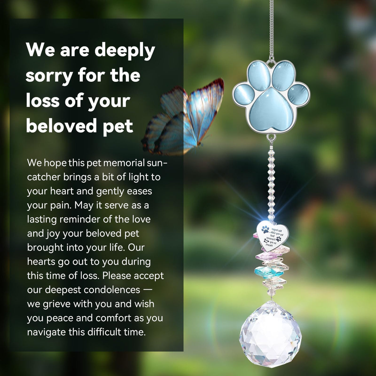 AMETHUARTZ sympathy-card included suncatcher complements heartfelt remembrance.