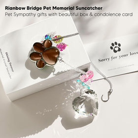 AMETHUARTZ pet memorial suncatcher 40mm crystal sphere creates rainbow reflections in sunlight