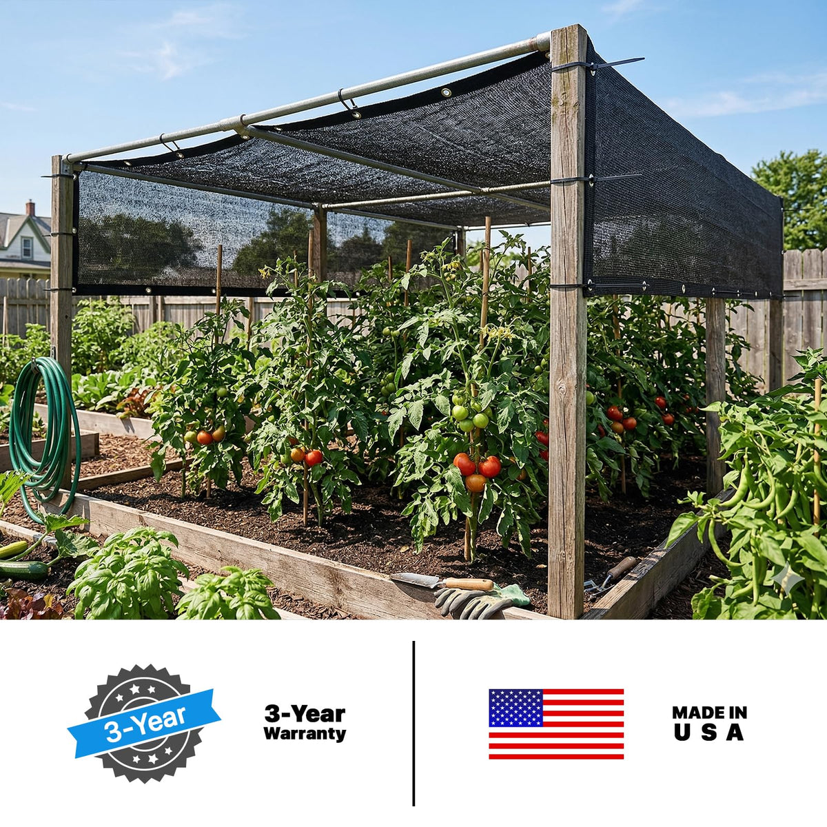 Amgo Durable grommets enable quick, secure installation across fencing and frames.
