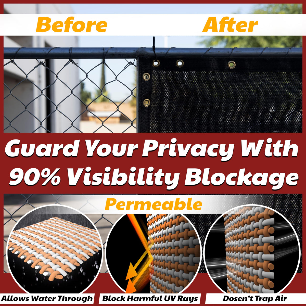 Amgo 90% blockage with airflow for private, breathable spaces
