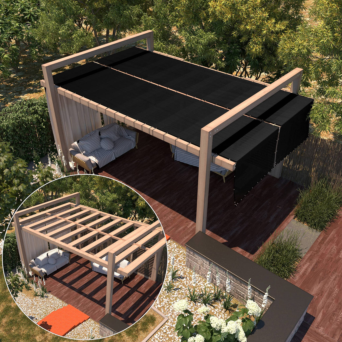 Amgo privacy screen showcased in a yard setting