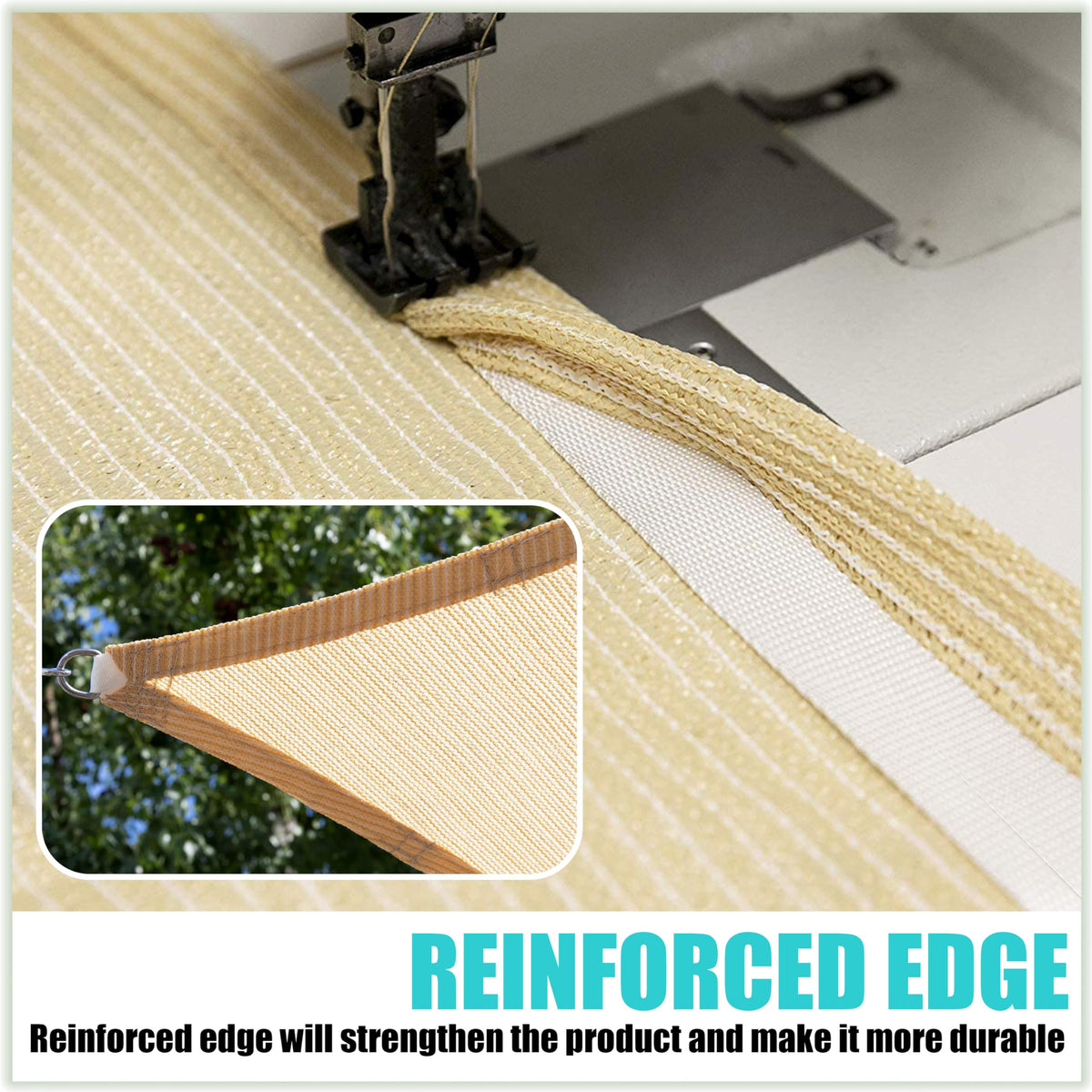 Amgo breathable shade sail designed to minimize sag in windy spaces.