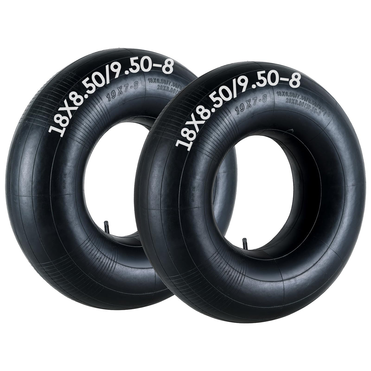 AMGSH 2-pack inner tubes for 18x8.50-9.50-8 with TR13 stem, ready for fast replacement.