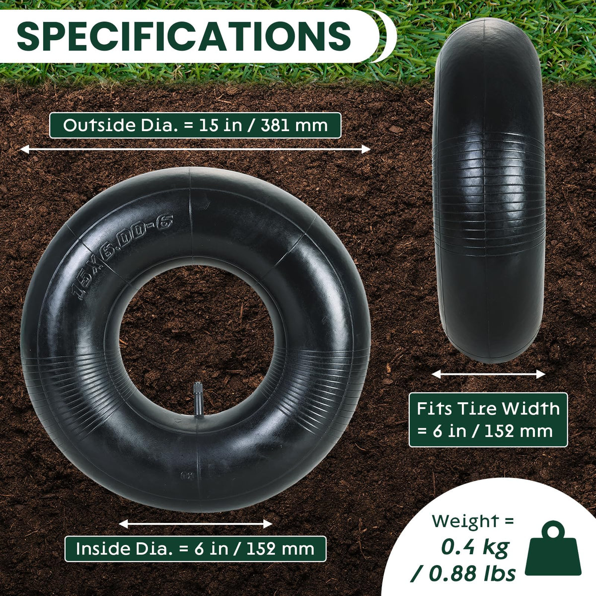 AMGSH heavy-duty inner tube fits ATV and golf cart for reliable ride