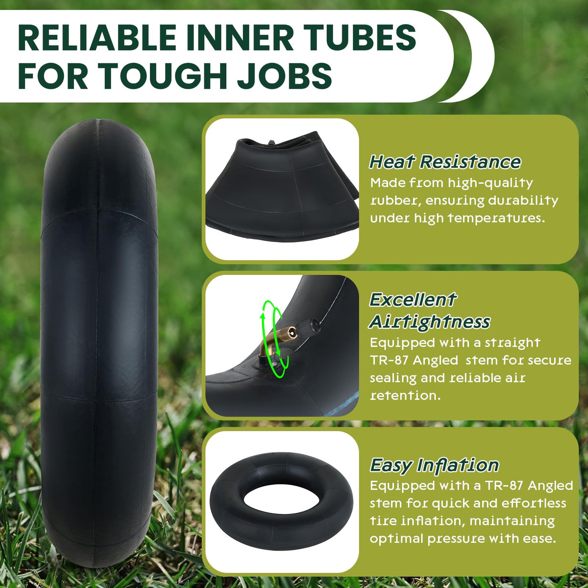AMGSH heavy-duty rubber inner tube built for rugged lawn tools.