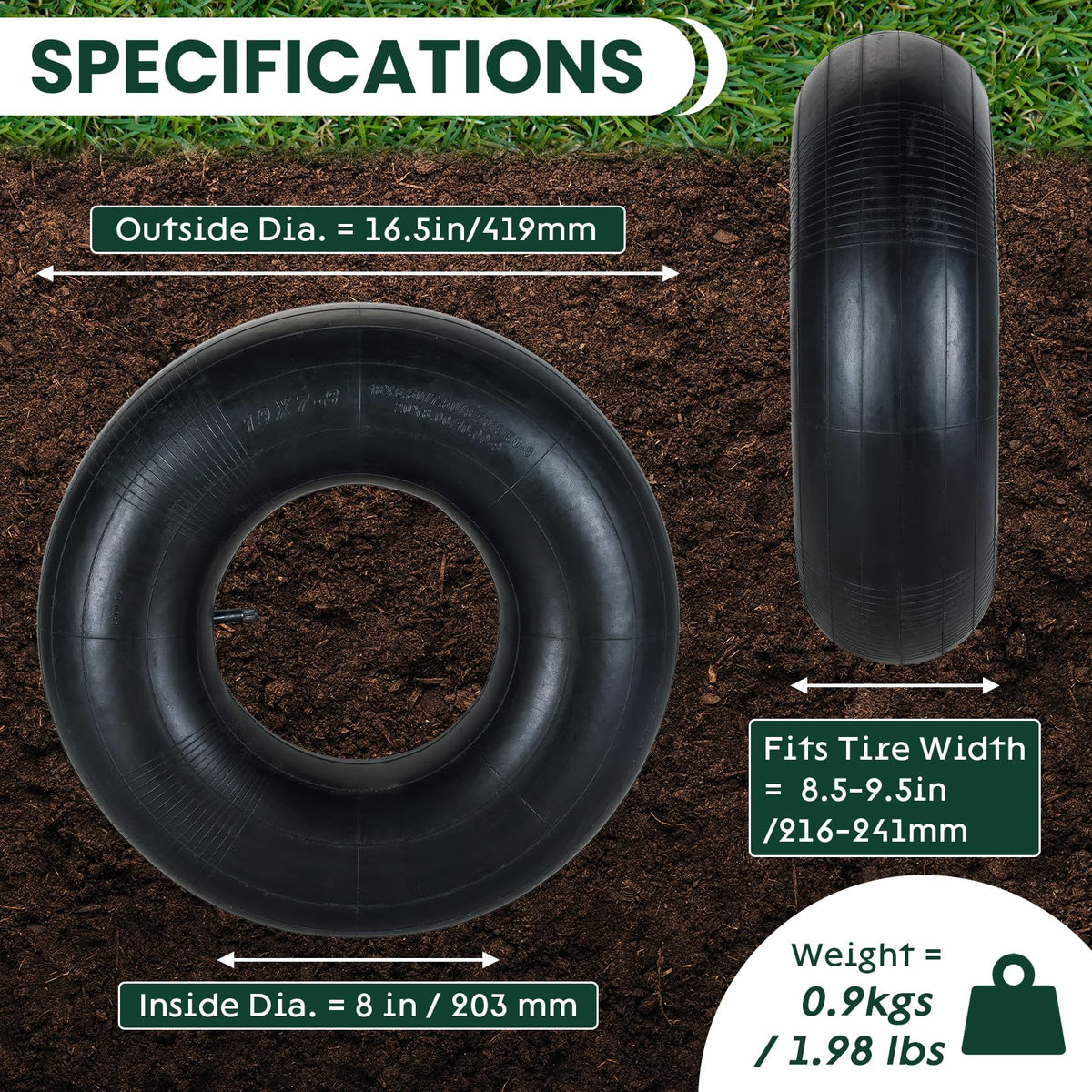 AMGSH heavy-duty rubber texture inner tube, built to withstand tough outdoor duties.