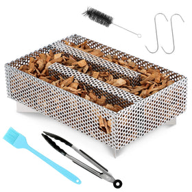 AMGSH pellet smoker tray top view shows 12-hour smoke capability for long sessions.