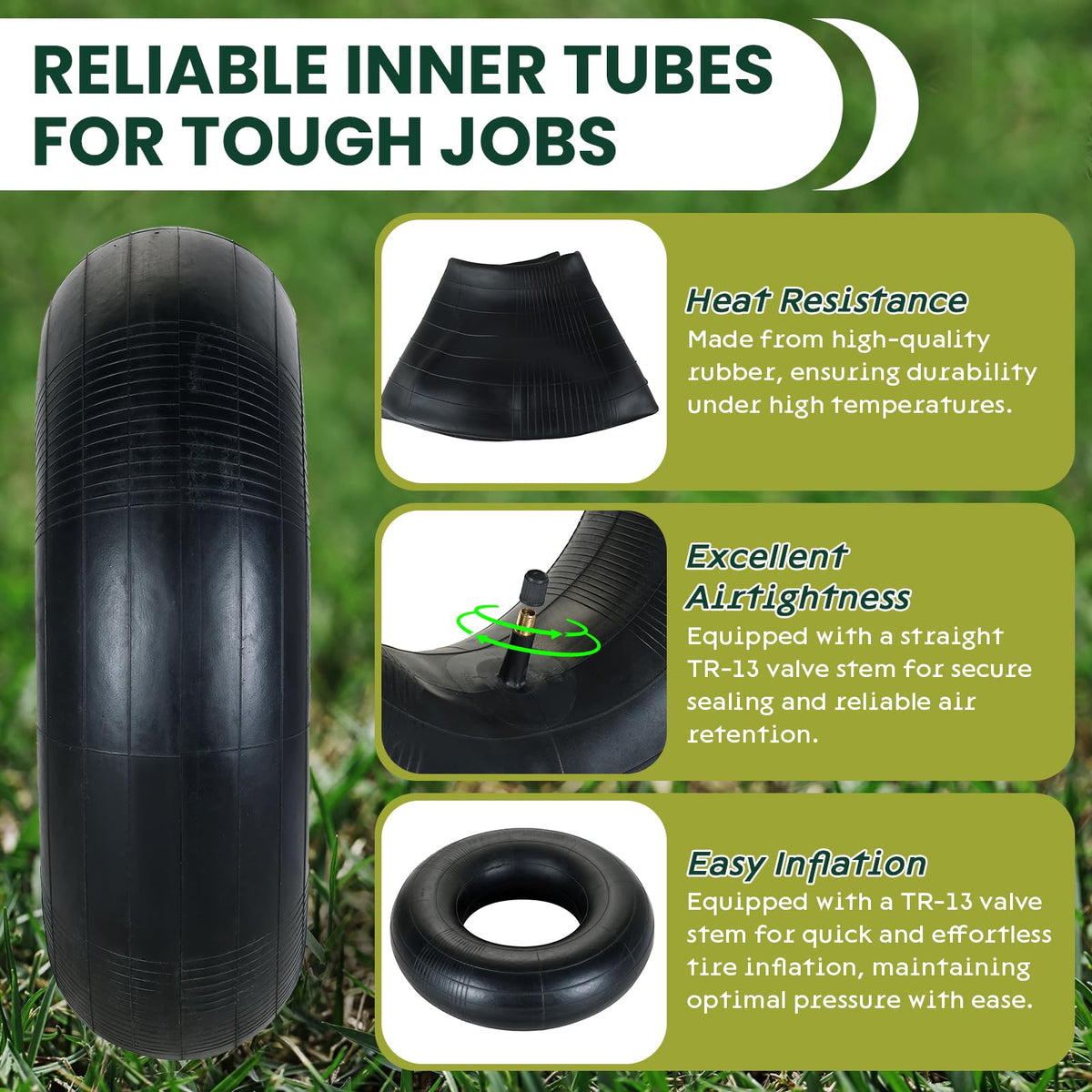 AMGSH TR13 straight valve stem enables quick inflation and accurate pressure control.