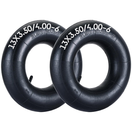 AMGSH two-pack 13x4-6 inner tubes with TR13 stem for quick lawn equipment tire replacements.