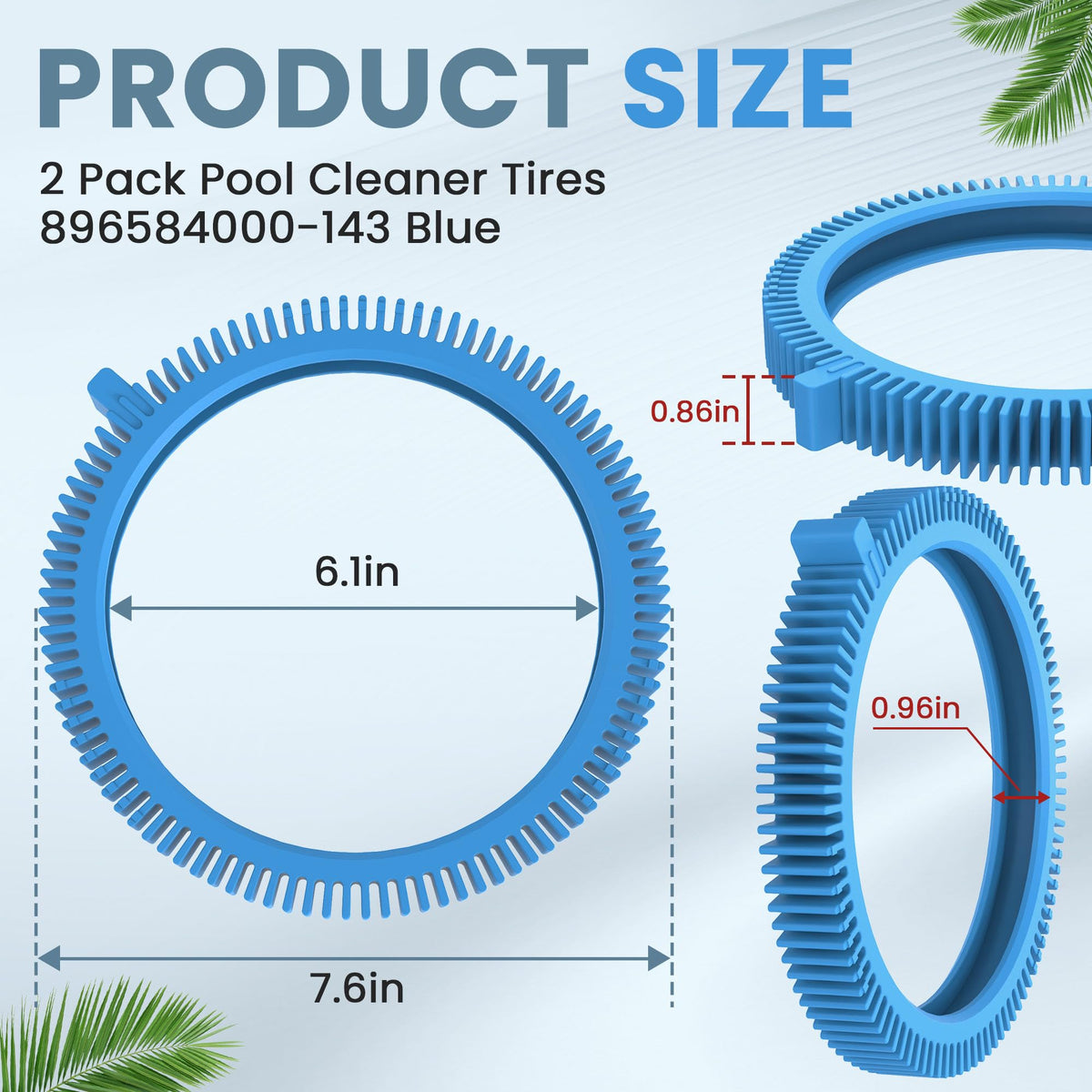 AMI PARTS blue front tire with super hump for smoother pool cleaner operation.