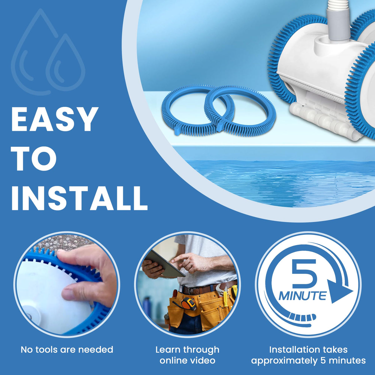 AMI PARTS concrete-pool-friendly front-tire-compat supports stable cleaning in tough surfaces.