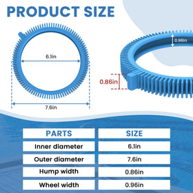 AMI PARTS pool-cleaner-front-tire-installation shows tool-free setup for quick maintenance.