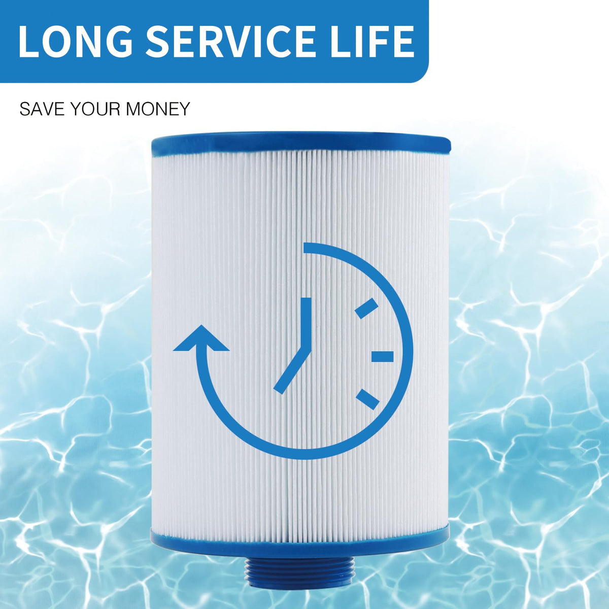 AmiBron spa filter-design close-up highlights durable housing and seal.