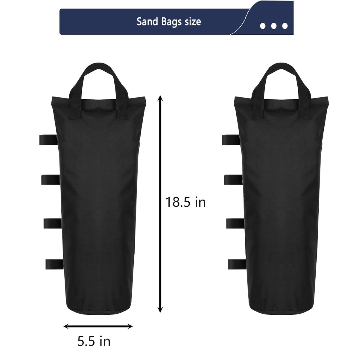 AMIMA sandbags with Velcro attachment for secure canopy frame.
