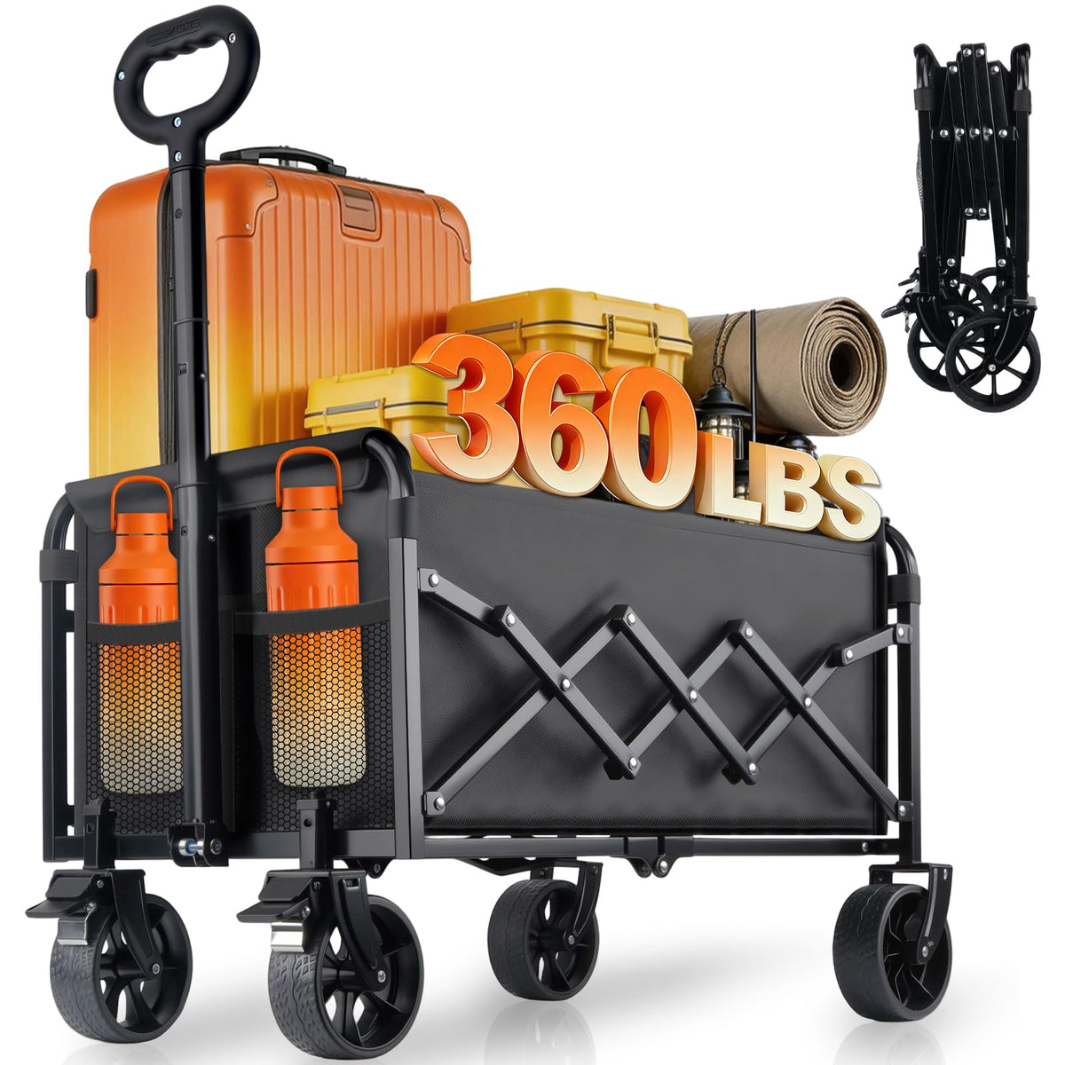 Amkurozo 360lbs folding wagon main view for heavy hauling