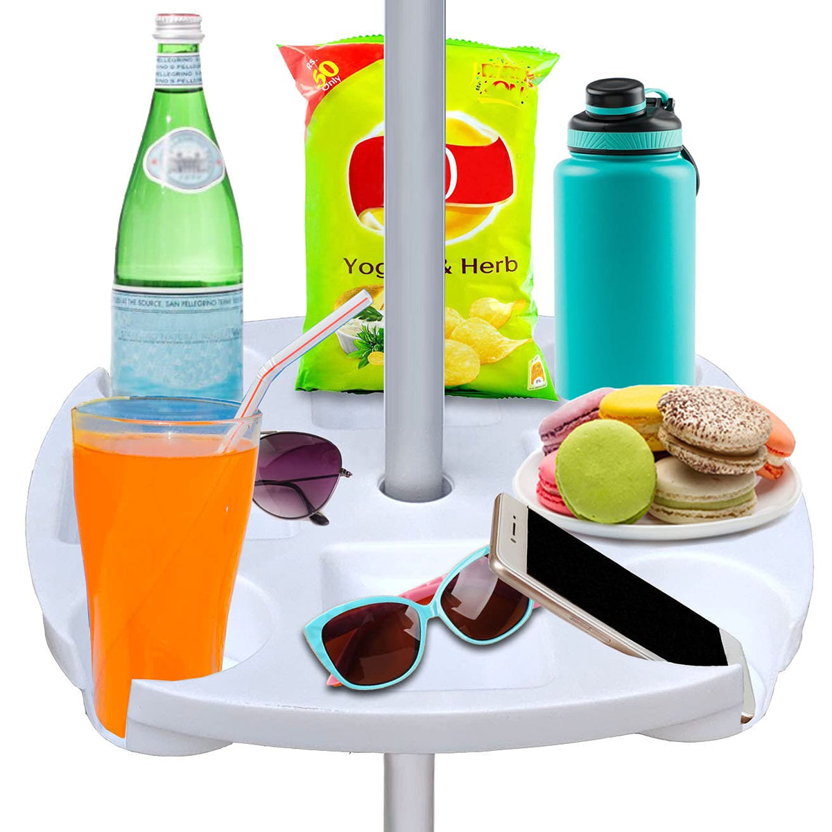 AMMSUN 17-inch beach umbrella table tray ready for beach setup