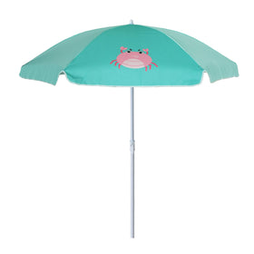 AMMSUN 5ft seaside beach umbrella canopy provides ample shade for kids at the water table.