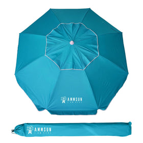 AMMSUN 6.5 ft heavy-duty beach umbrella tilt provides broad shade on sunny beaches.